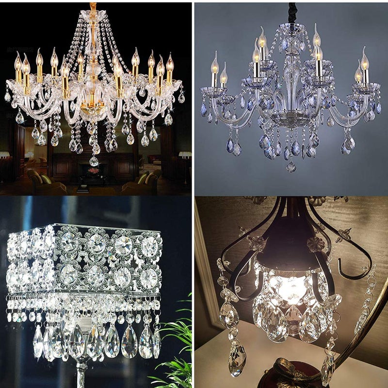 GBSTORE 8 Pcs Pendants Teardrop Lamp Chain with 2 Octagon Beads Clear Crystal Chandelier Beads Prism Shiny Glass Crystals Beads for Light Lamp, Jewelry Making and Outdoor DÃ©cor - Image 2